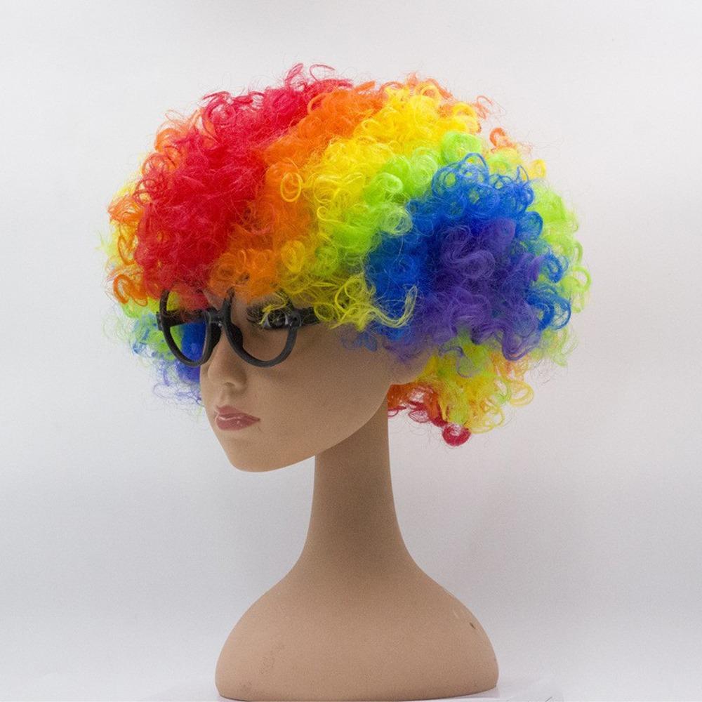 Funny Wig Football Fans Wigs Rainbow Halloween Cosplay Hairs Afro Curly Clown Wigs Christmas