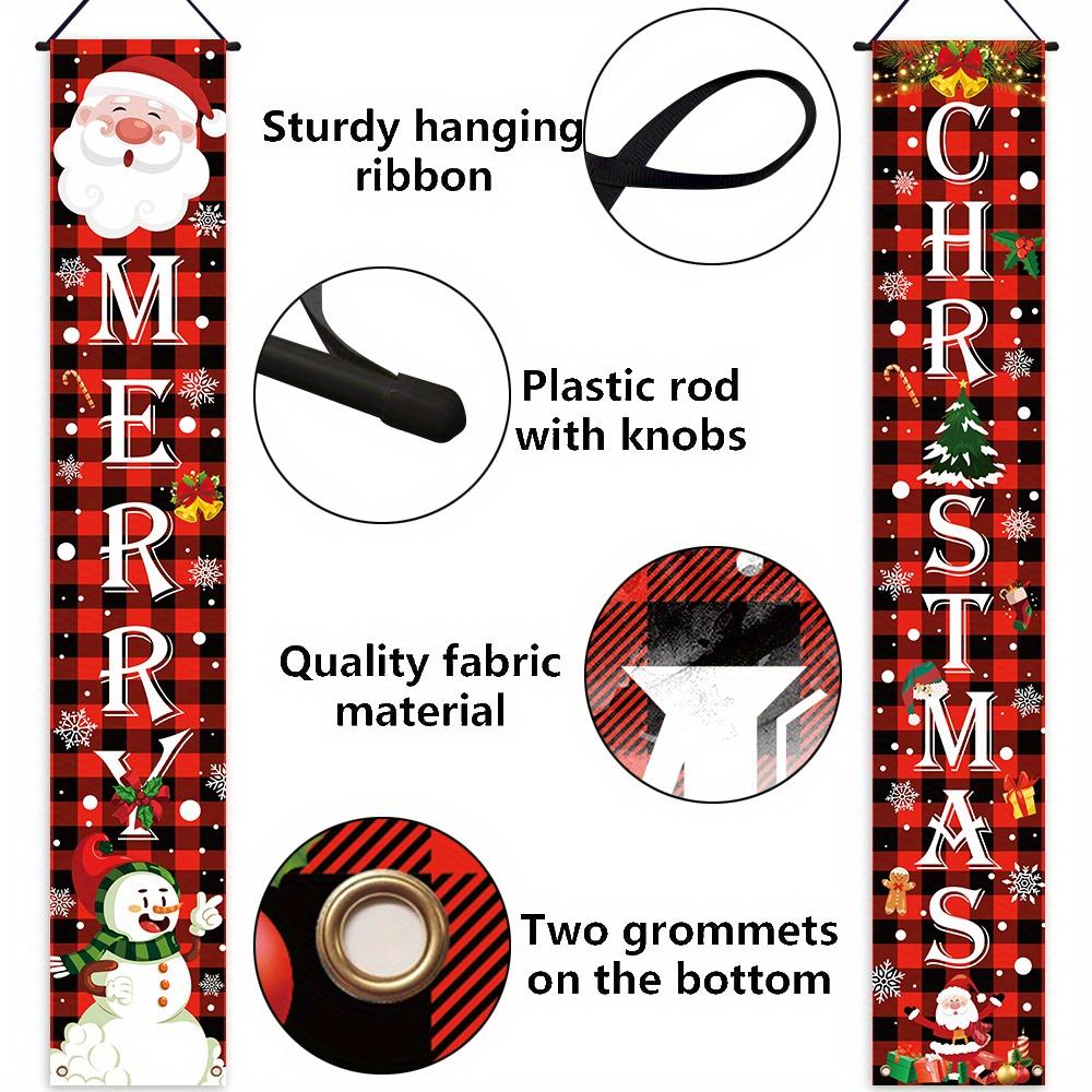 Merry Christmas Porch Sign 1 Pair Polyester Indoor Outdoor Decor