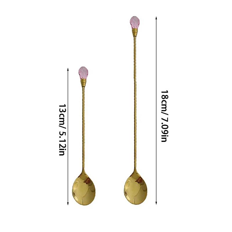 1 Stück Kristalllöffel-Set Langer Griff Teelöffel 430 Edelstahl Diamant Eis Löffel Perfekt für Dessert Eis Kaffee Cocktail