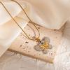 Luxury Heart Flower Stainless Steel Clavicle Necklace