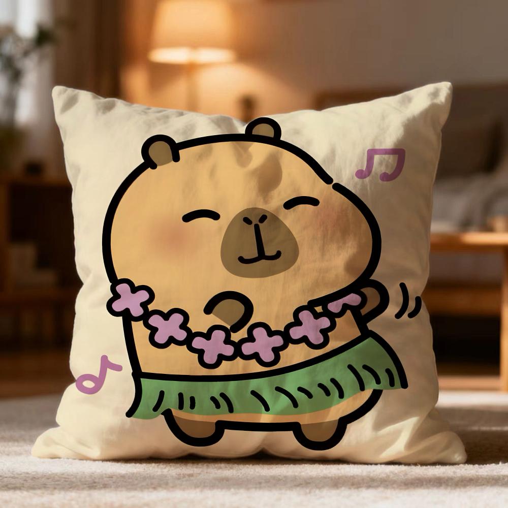 Hot Capybara Cushion Cover Soft Washable Pillow Case Multi-Scene For Couch Bed Travel Office Use