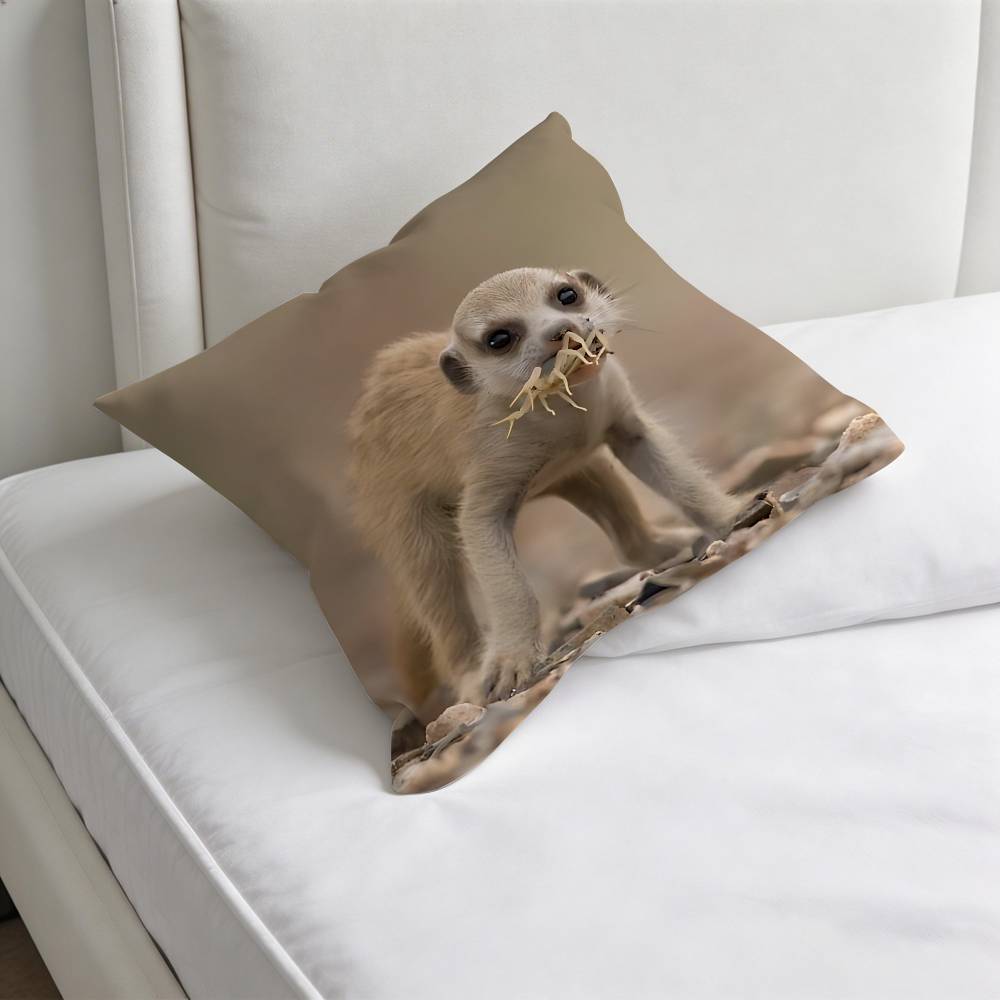 Cute Baby MMeerkat Fashion Square Pillow Case Durable Throw Pillow Cover for Sofa Couch Chair