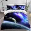 3D Fantasy Starry Sky Series Bedding Set Cosmic Planet Quilt Cover Pillow Case 2 or 3 Pieces AU240 * 270 Extra Large Size Home Decoration