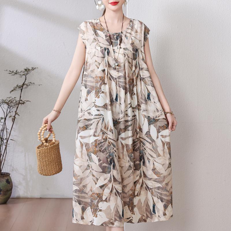 Plus Size Sommer Vintage Kleid Frau Oversize Lose ärmellose lässige elegante lange Kleider