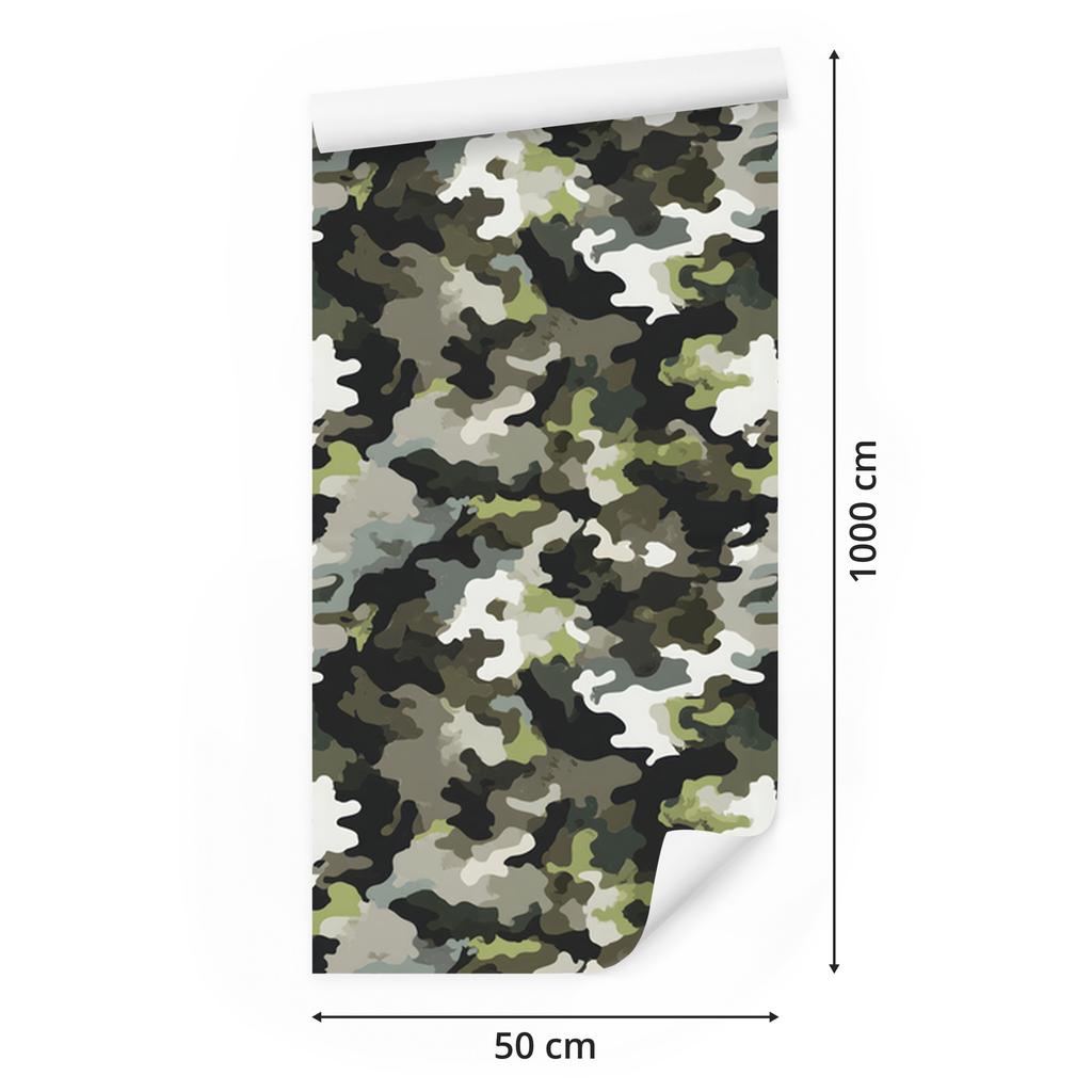 Military Camouflage Wallpaper Brown and Graphite for Living Room and Bedroom 50x1000
