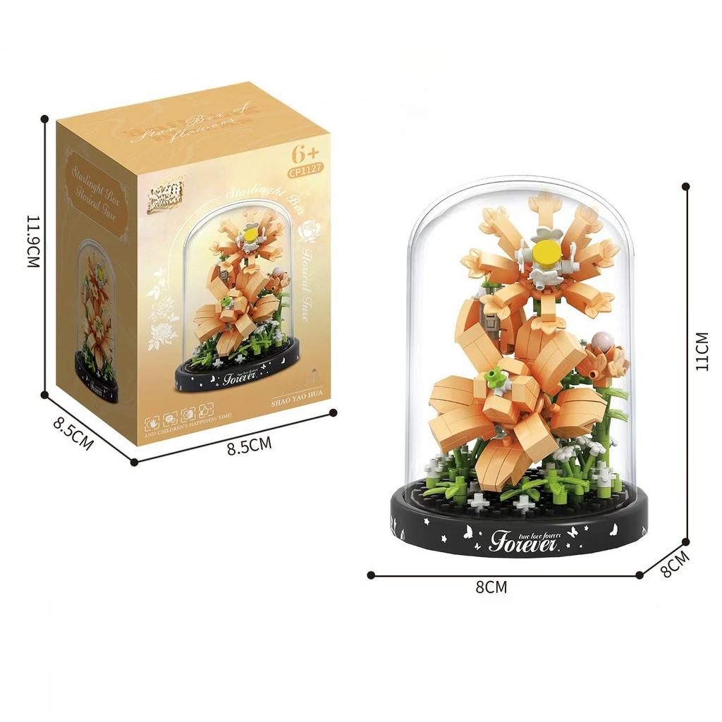 Eternal Flower Bouquet Bonsai Potted Plant Micro Building Blocks Model Home Decoration Puzzle Toys Kids Birthday Christmas Gifts