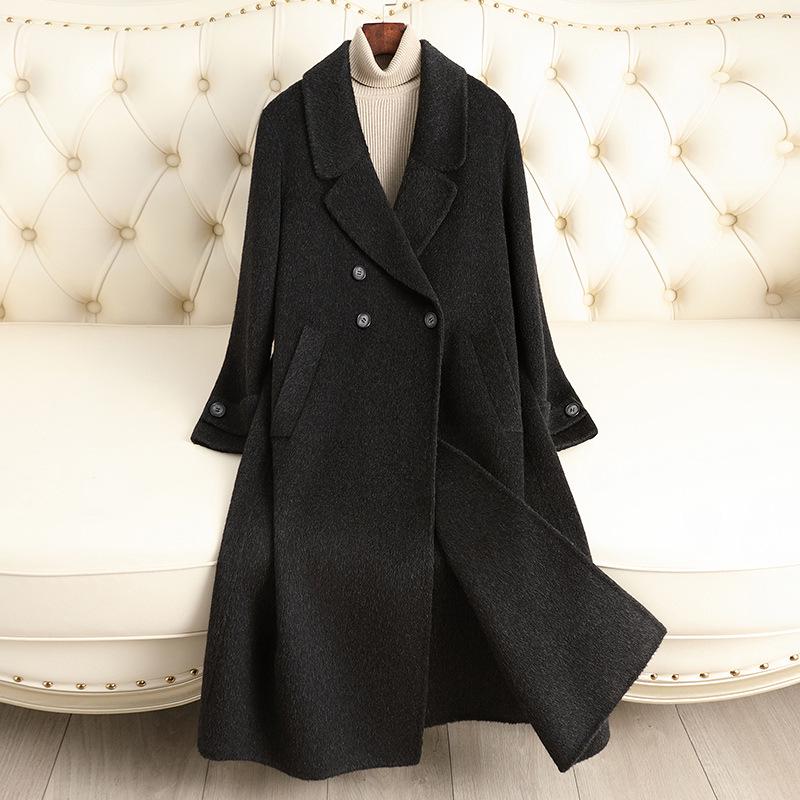 

Женское двустороннее флисовое твидовое пальто - Длина до колена, Свободный крой, Стиль высокого класса (2024 Осень/Зима) M (120-140 cm height range)