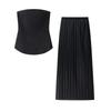 Spring New Women's Clothing Casual Minimalist Waist Trimming Short Tube Top Tops + High Waist Pleated Skirt Two-piece Set