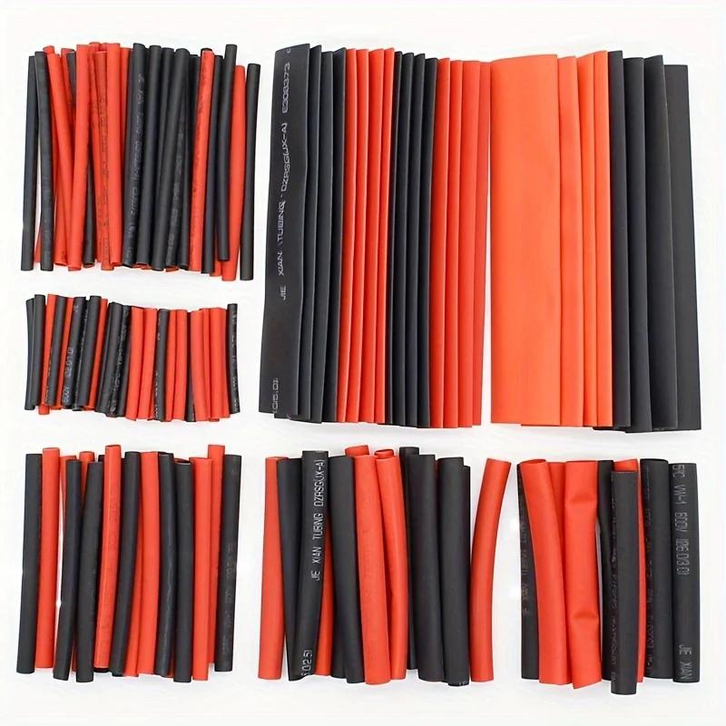 127 Black and Red Heat Shrink Tubing 2:1 Classification Polyolefin Tubing Automotive Cable Conduit Winding Kit