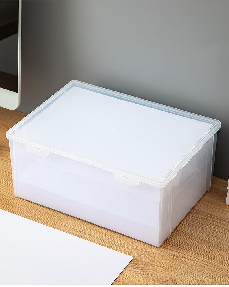 Transparenter Kunststoff A4 Schreibtischorganizer mit Deckel - Staubdichte quadratische Ablagebox