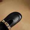 Fashion Women's New Summer Leather with Increased Height Metal Belt Buckle, Middle Heel and Toe Cover, M Ü Ller Slippers