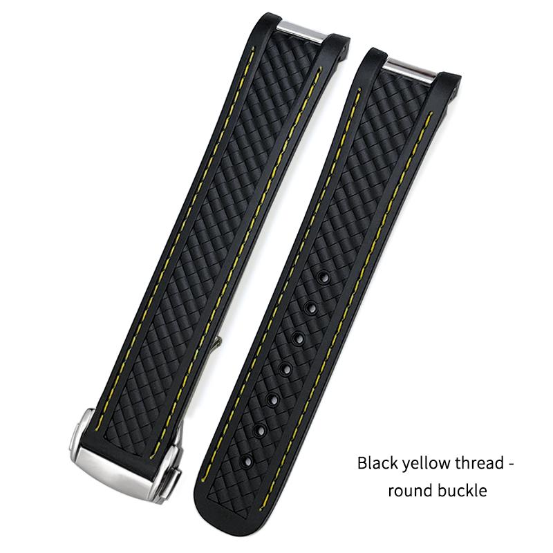 New Curved End Soft Watchband for Omega Aqua Terra 150 18mm 19mm 20mm Black Green Yellow Colorful Rubber Silicone Watch Strap