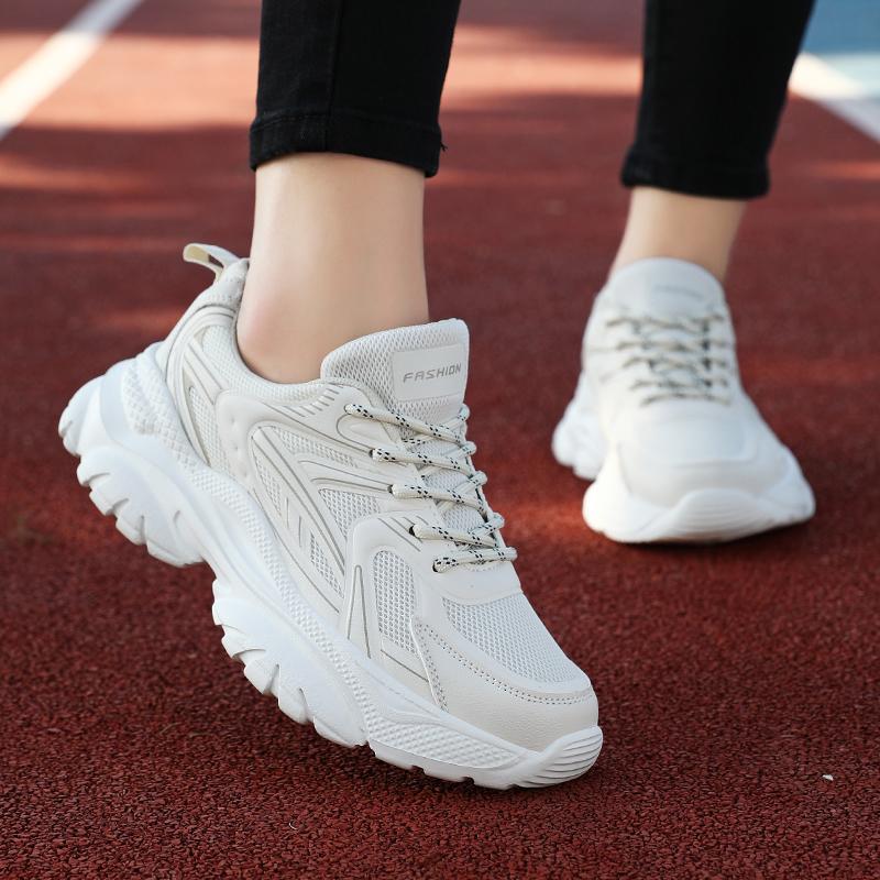 Women's Sports Shoes Thick Bottom Mesh Fashion and Lightweight Increased Large Size Women's Shoes Mens Sneakers