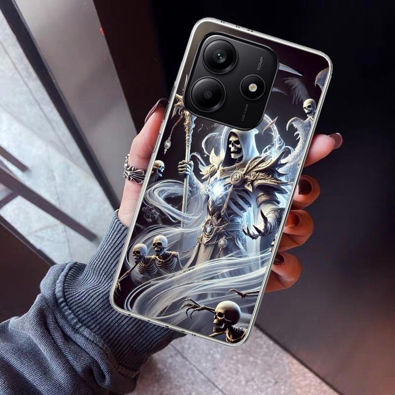 

Death Grim Reaper Skull Scythe Phone Case For Xiaomi Redmi Note 10 11 12 13 14 15 Pro Plus 11S 12S 14S 11T 11E 10S Soft TPU Back Redmi Note 14 4G