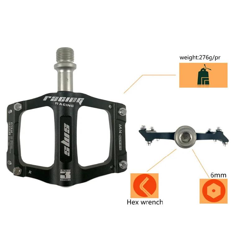 1 Pair Ultralight CNC Aluminum Alloy Mountain Bike Platform MTB 3 Bearings Non-slip Road Bicycle Pedal Cycling Parts