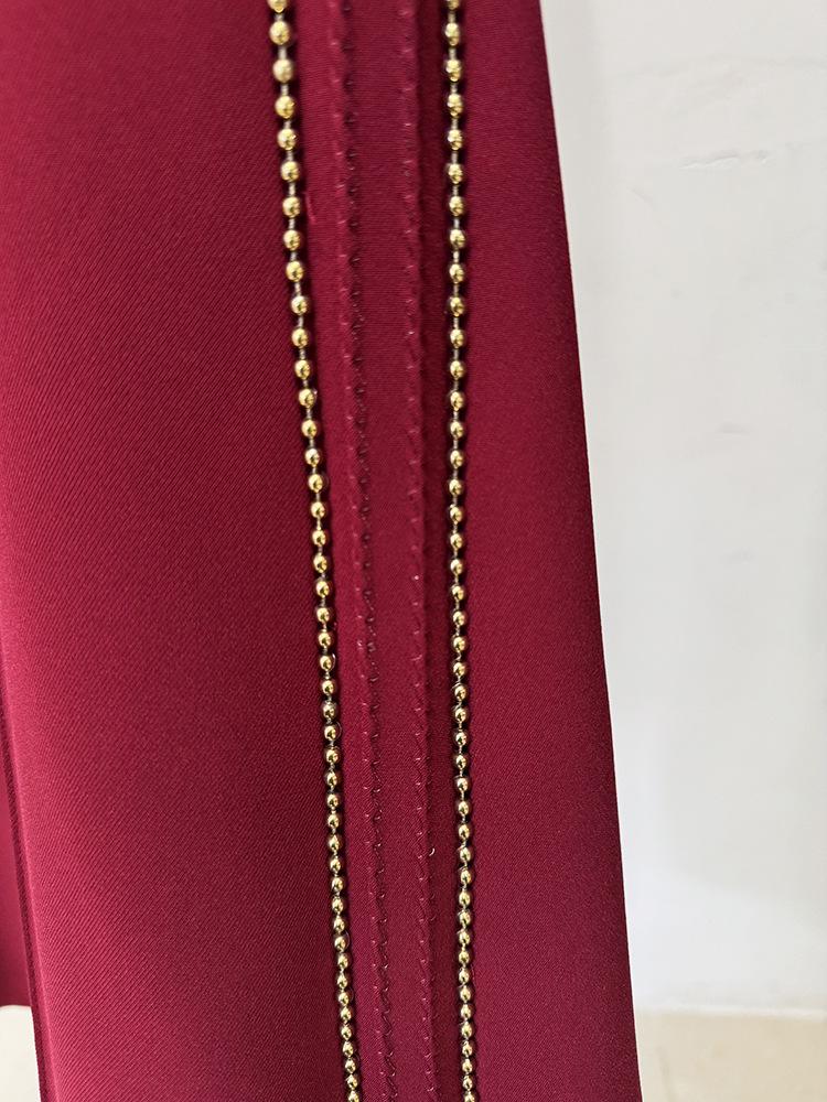 Spot 2026 Celebrity Temperament Slim Fit Two-Piece Suit with Copper Chain and Beaded Long Pants
