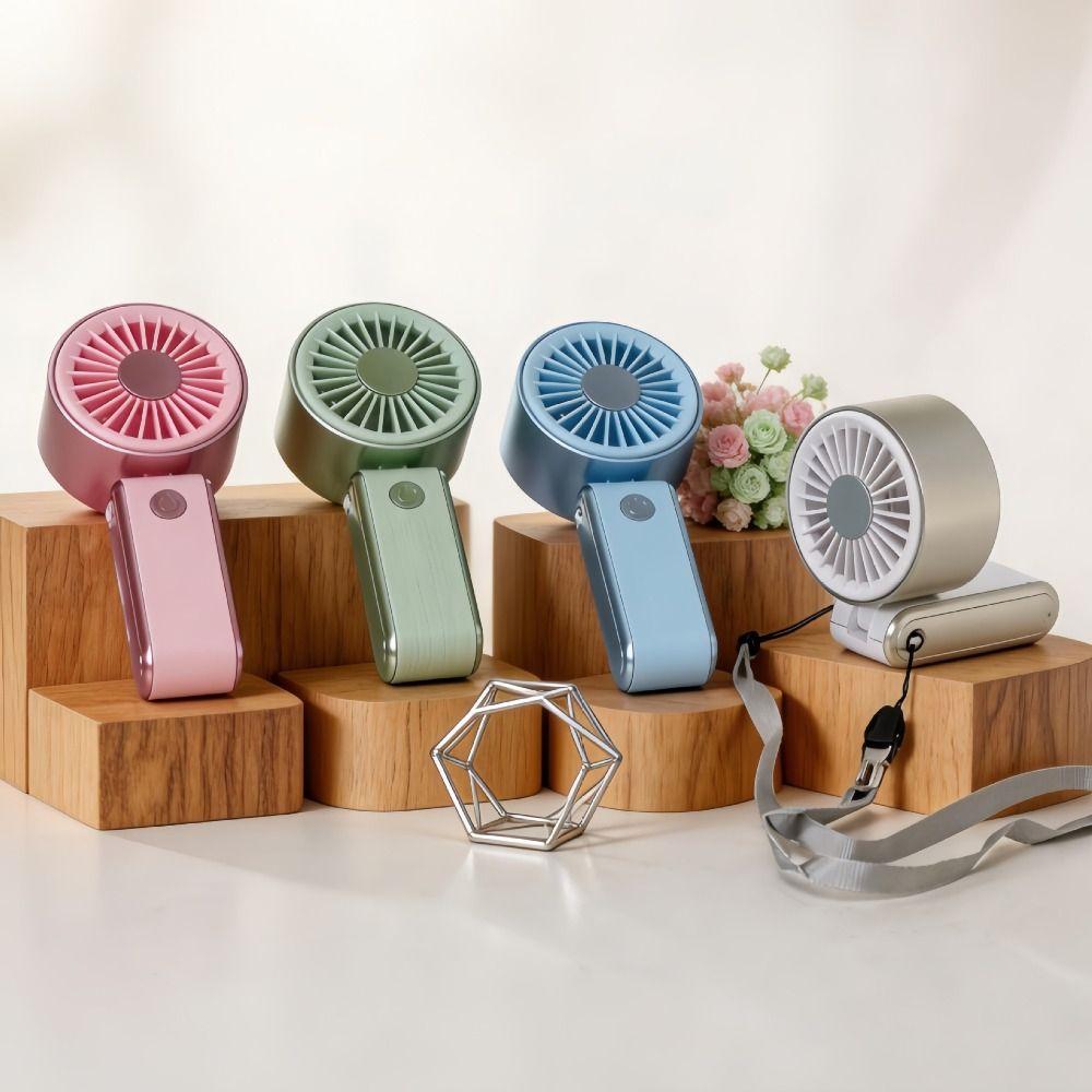 Foldable Handheld Mini Fan 3 Speeds Neck Hanging Small Fan Personal Cooling Fan  Desktop Use
