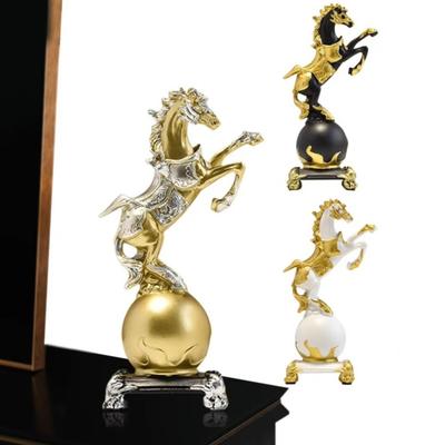 Portable Resin Feng Shui Lucky Horse Statue Good Luck Small Office Ornaments Attract Wealth Horse Sculpture Home Decoration