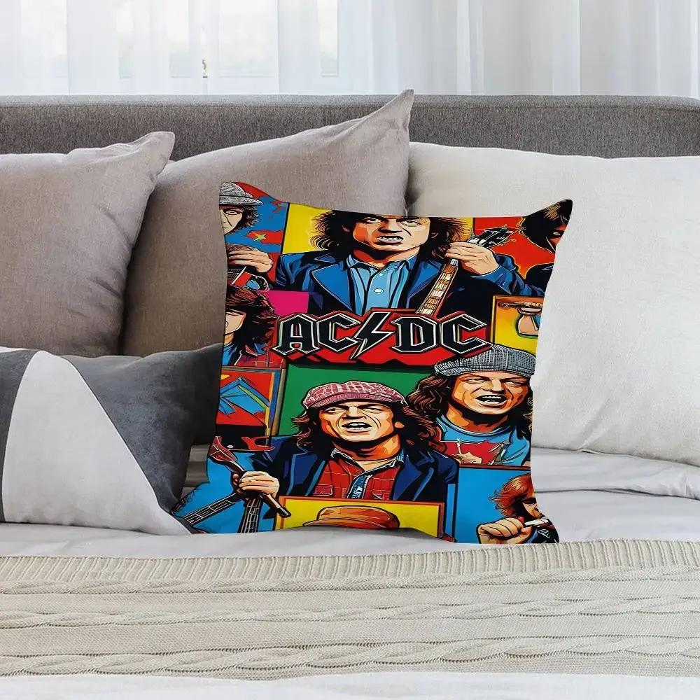 Musik A-ACDC Band Kissenbezug Kurzplüsch Beidseitiger Druck Quadratische Kissenbezüge Sofa Heim Kissen Deko