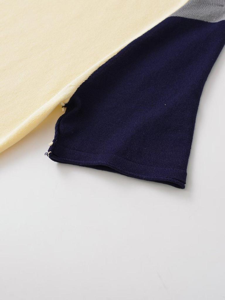 European Spring 2026 Women's Short Sleeve Color Block Knitwear