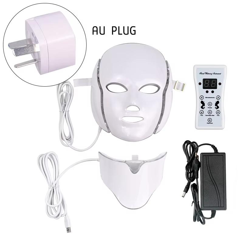 7 Colors LED Facial & Neck Mask - Skin Rejuvenation, Anti-Acne, Whitening, Shrink Pores - For Salon/SPA/Home Use