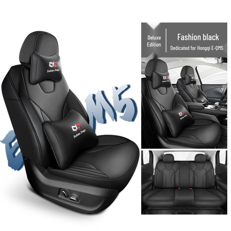 QQG Sport Leather Seat Cushion for FAW Hongqi E-QM5 - All-Season Full Wrap Cover