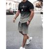 2026 Summer Thin casual Men set Manga Graffiti Tees T-shirt+shorts 2-piece Comfortable and breathable men Top Print Tshirts sets