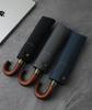 PARACHASE Windproof Auto Open/Close Umbrella with Wooden Curved Handle and Ten Ribs for Two People