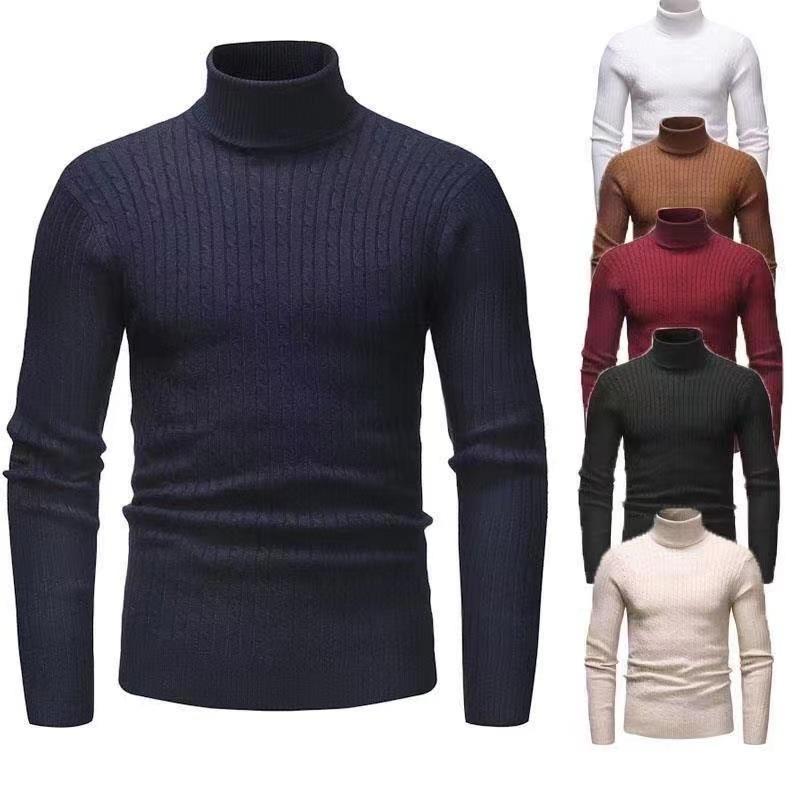 Men’s Slim Fit Mock Neck Pullover Knit Sweater