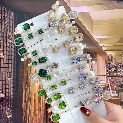 1 Set Mode Kristall Haar Clips Schmuck Für Frauen Haar Zubehör Mädchen Luxus Perle Geometrische Barrettes Pins Weihnachten Geschenk