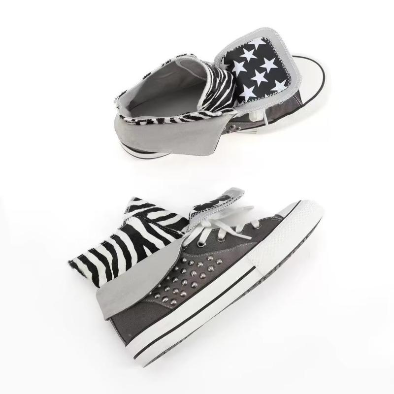 Men's Women's Outdoor High Canvas Shoes Couples Breathable Rivets Increase Casual Shoe