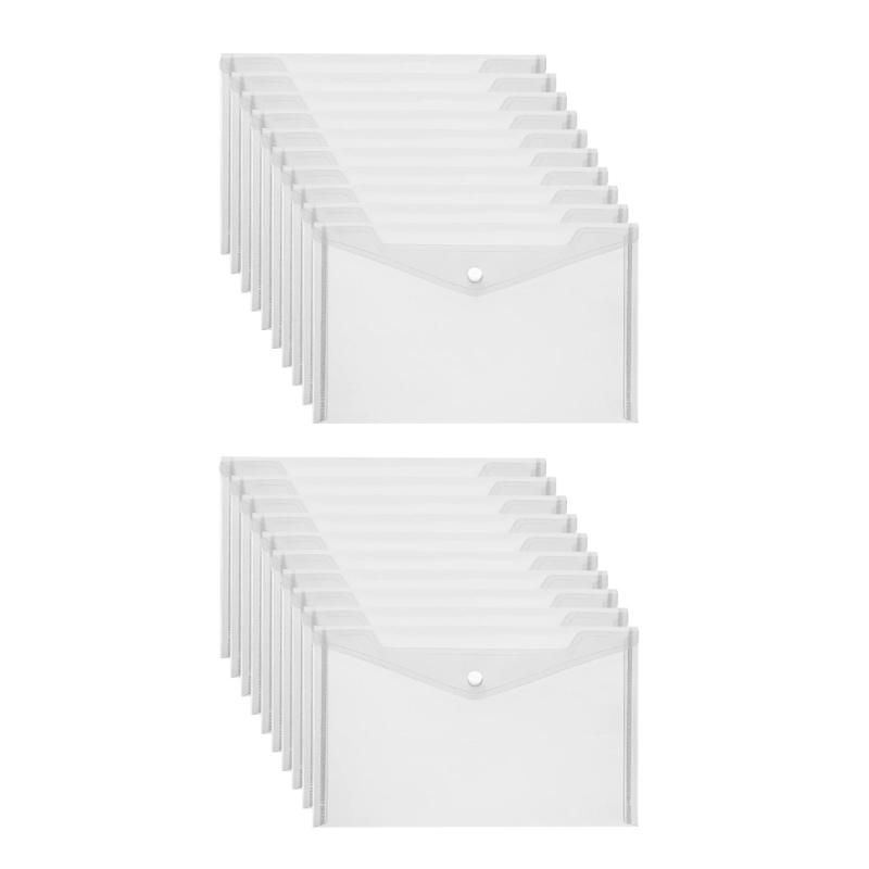 

20/30Pcs Convenient Clear Documents Envelopes Waterproof Folder with Buttons Efficient Envelopes