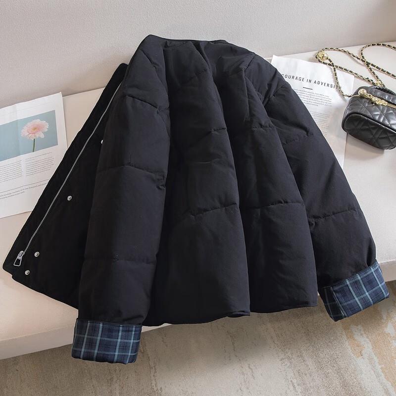 Damen Rundhals Überschnitt Locker Geschnittene Wattierte Jacke