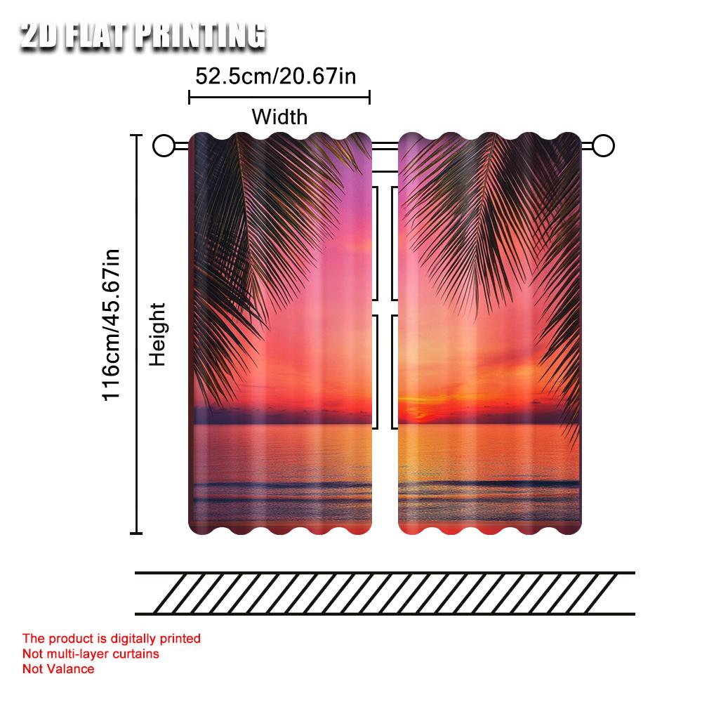 2pc     Curtains Coconut Palm Leaves Versatile Polyester Fabric  Without Electricity Birthday Party for Holiday Family Party