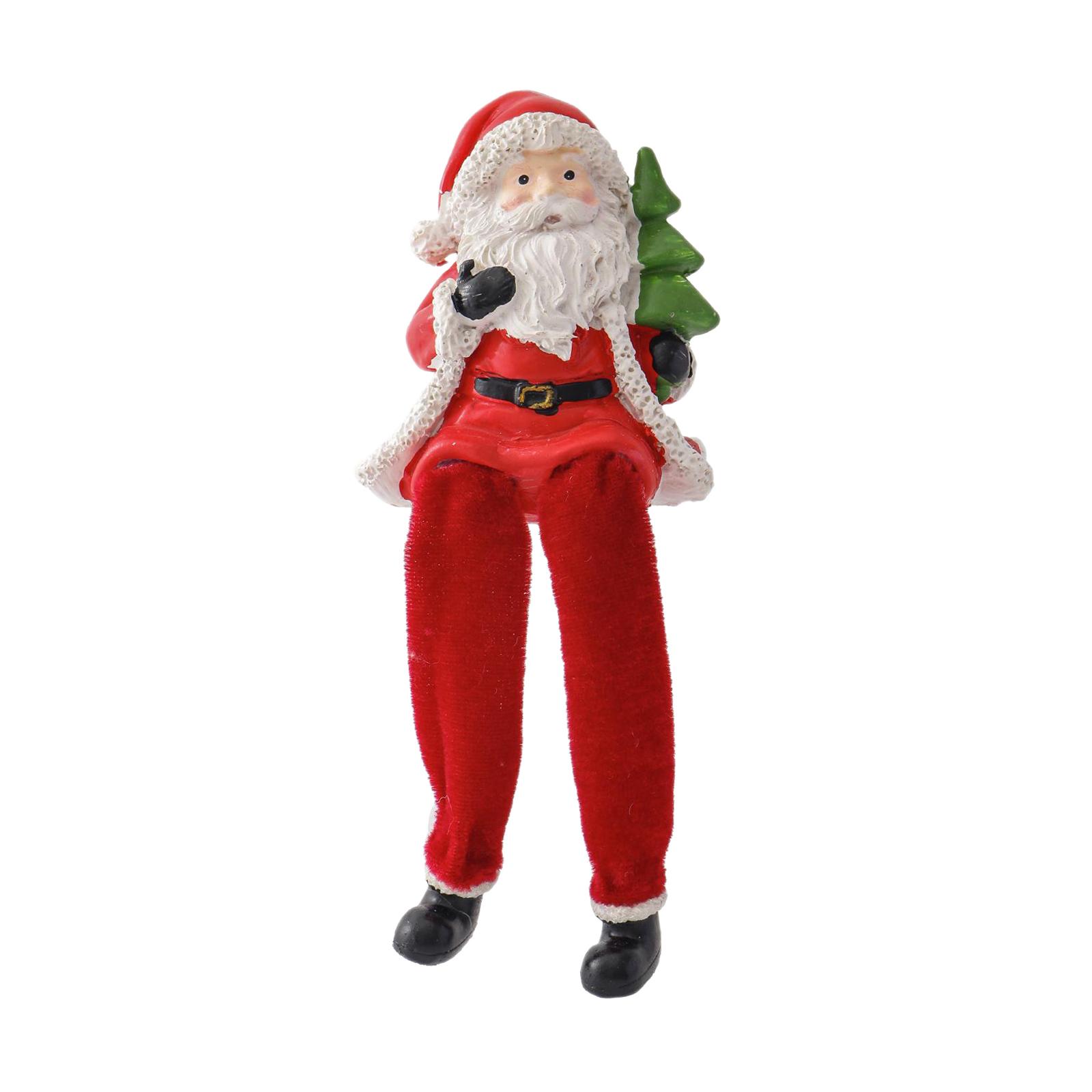 

Resin Sitting Santa Figurine Festival Gift Home Decor Cute Decorative Xmas Decor for Bedroom Fireplace Table Living Room Party