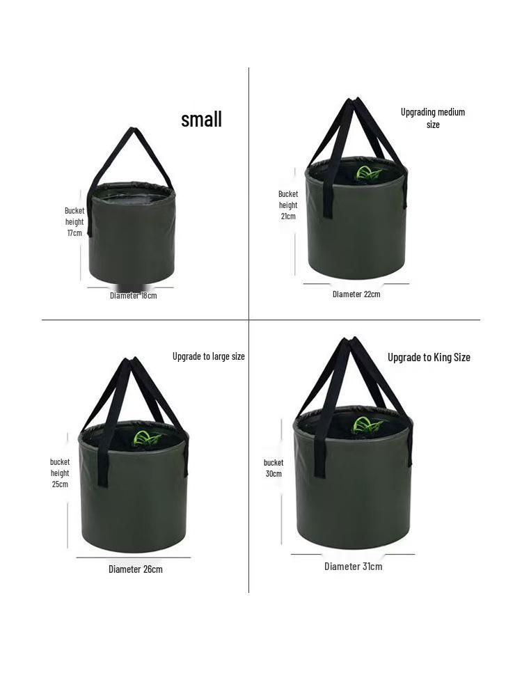 Hopfällbar Vattenhink med Hoppskydd – Finns i 5L, 7L, 12L, 20L för Utomhusbruk, Fiske, Camping och Fruktdiskning.