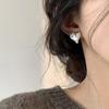 Fashion Textured Heart Earrings Irregular Crinkled Design Stud Earrings Jewelry For Women Party And Daily Outfit Matching