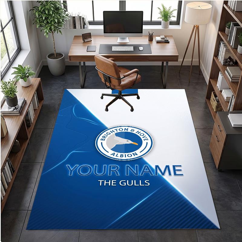 Crystal Velvet Rug Brighton & Hove Albion Football Print Custom Name Text Floor Mat Home Decor