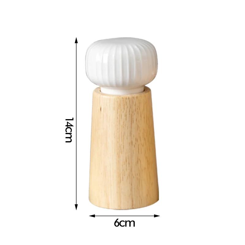 6/7Inch Pepper and Salt Grinder Manual Salt and Pepper Grinder Adjustable Roughness Ceramic Core Oak Spice Salt Grinder