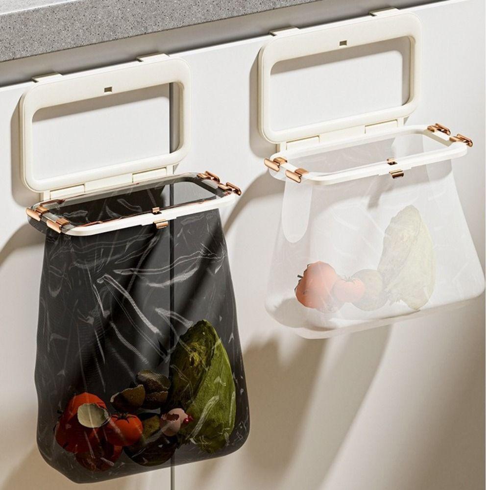 Plastic Folding Trash Bag Holder No-Drill Plastic Bag Holder Waste Bag Rack  for Kitchen