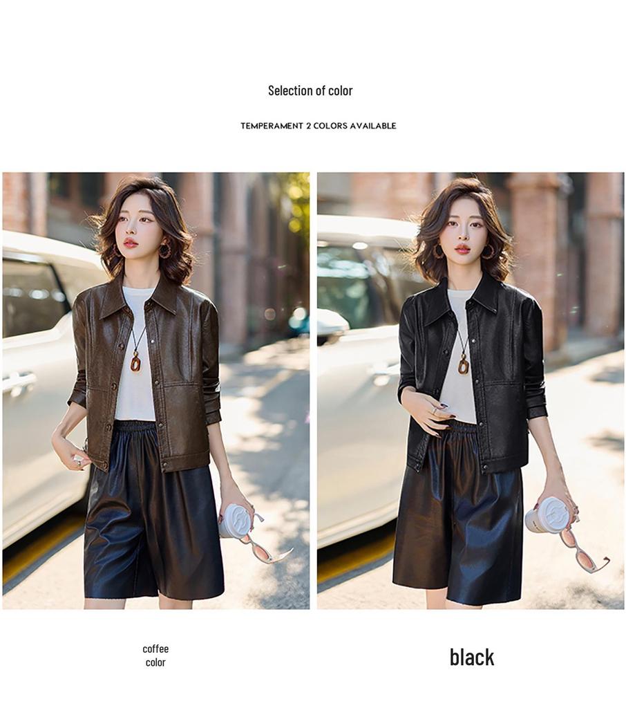 2025 Autumn/Winter Korean Style Genuine Sheepskin Jacket with Turn-Down Collar - Casual, Loose, and Versatile