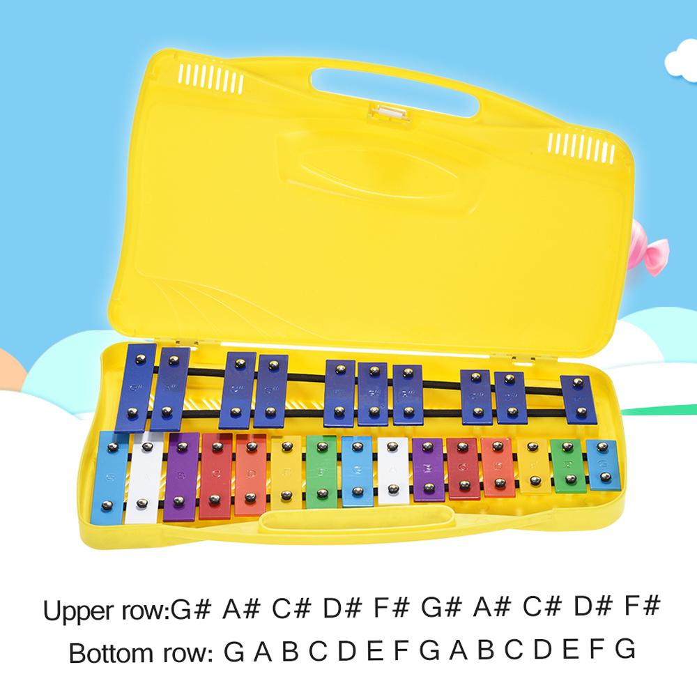 Colorful 25 Notes Glockenspiel Xylophone Percussion Rhythm Musical Educational Teaching Instrument Toy with 2 Mallets