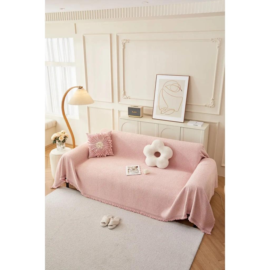Sofa Cushion  Spring Anti-cat Scratch Universal Sofa Cover Towel Cream Wind Solid Color Sofa Blanket Cover