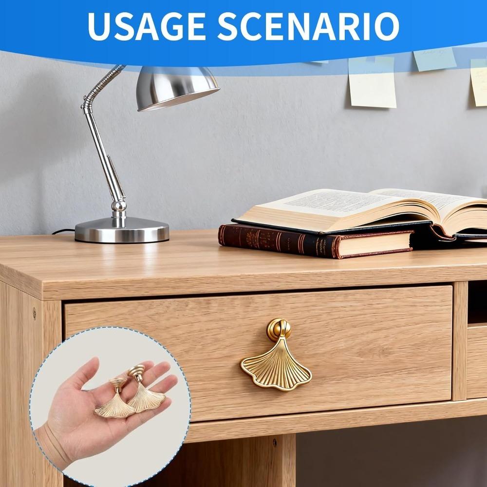 2 Pcs Ginkgo Leaf Zinc Alloy Cabinet Knobs & Drawer Pulls with Screw Mounting Hardware for Kitchen Bathroom Dresser
