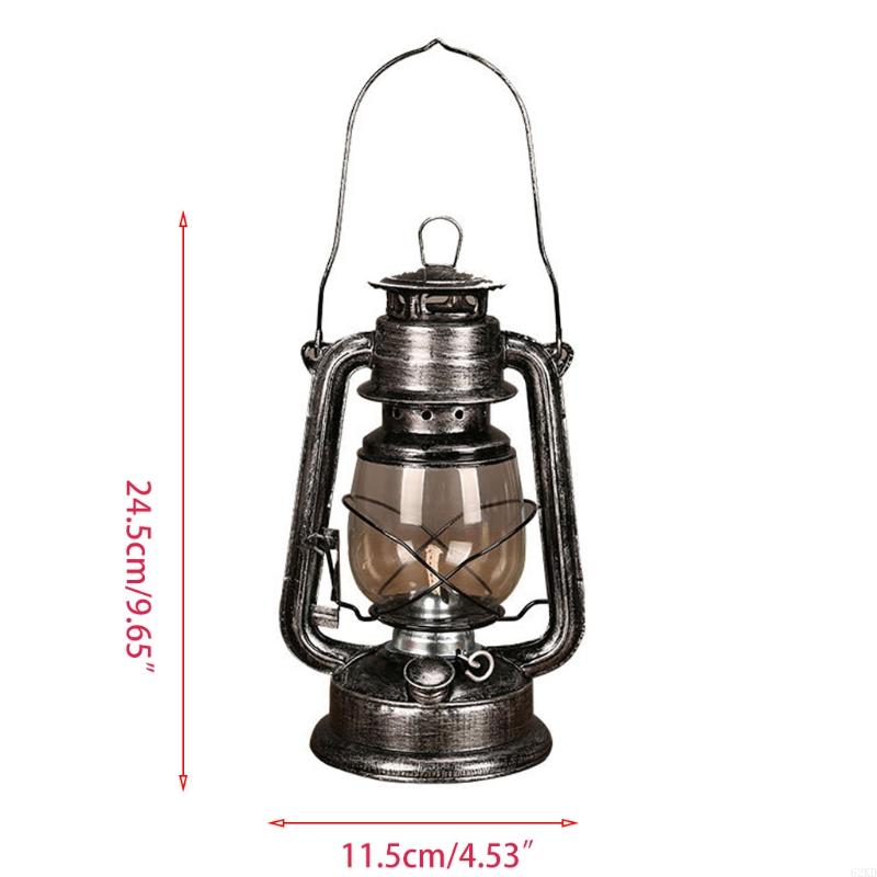 62KD Vintage Metal Oil Lamp Portable Lantern Kerosene Light Outdoor Camping Bar Home Decorations