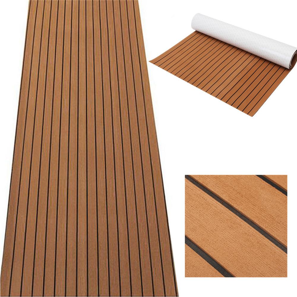 1200mmx2400mmx5mm EVA Foam Faux Teak Boat Deck Mat Brown Decking Sheet Yacht Flooring Anti Skid Mat Self Adhesive Vehicle Pad