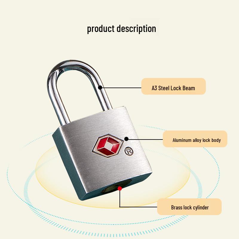 Aluminum Alloy TSA Customs Lock Padlock for Travel, Gym, or Cabinet