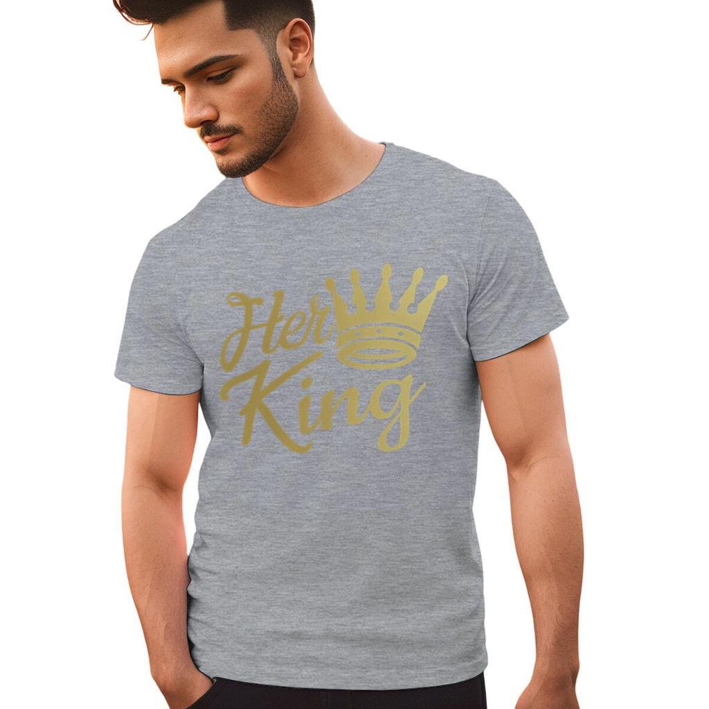 Couple Matching Tshirt His Queen Her King Golden Crown Print Streetwear Women Men Vintage Valentines Day Gifts Lovers Tshirts