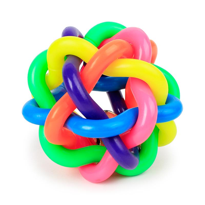 

Colorful Bells Braided Ball Dog Toy, Medium Rainbow Toy Ball Pet Toy Ball Medium 7cm