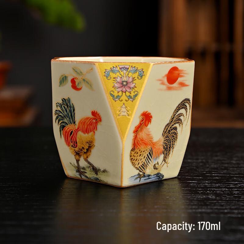 Retro Chinese Ceramic Octagonal Teacup Set